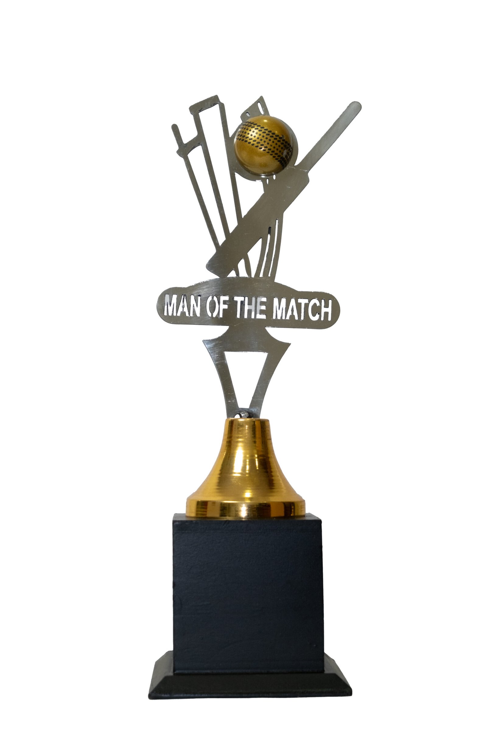 man of the match cricket trophy silver & gold award man of the match cricket trophy silver & gold award