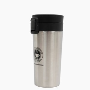 insulated coffee travel mug 380ml stainless steel thermos with flip lid for hot & cold drinks
