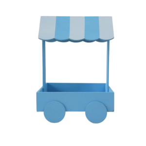 vintage blue wooden cart gift basket