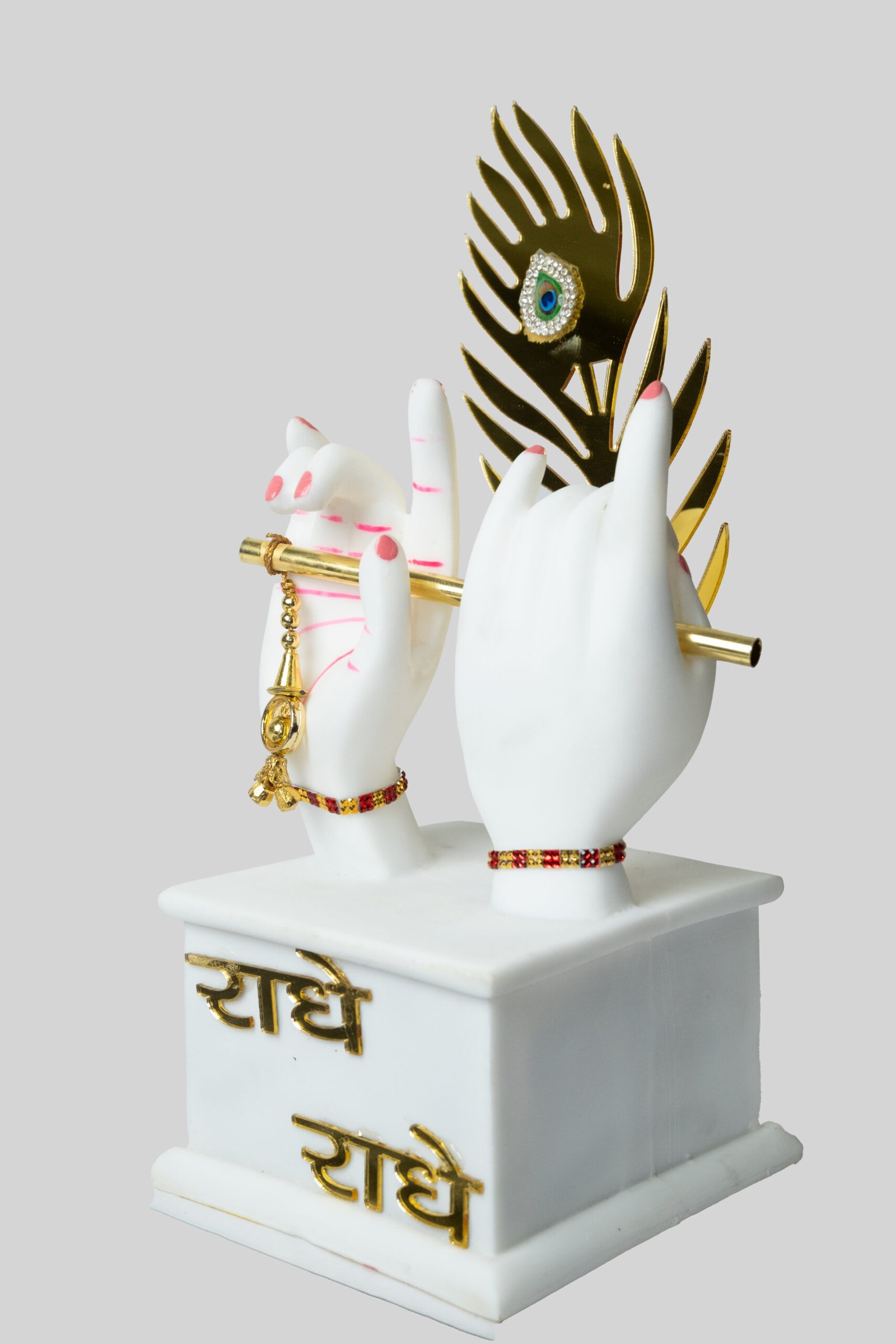 radha radhe double hand mudra figurine with peacock feather hindu deity statue radha radhe double hand mudra figurine with peacock feather hindu deity statue