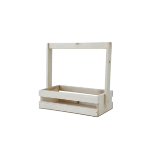 pine basket with handle: small white wood tray 8x4x2