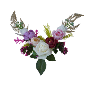 mixed color artificial flower bouquet with roses and ferns