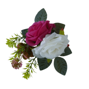 artificial rose bouquet pick with mixed flowers and greenery
