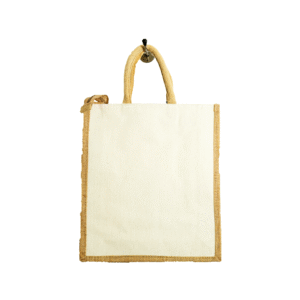 jute bag with cotton panel eco friendly reusable shopping tote bag