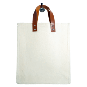 canvas tote bag 12x14x4 with leather handles natural