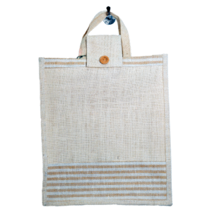jute bag with flap and lining 14x16x4 natural